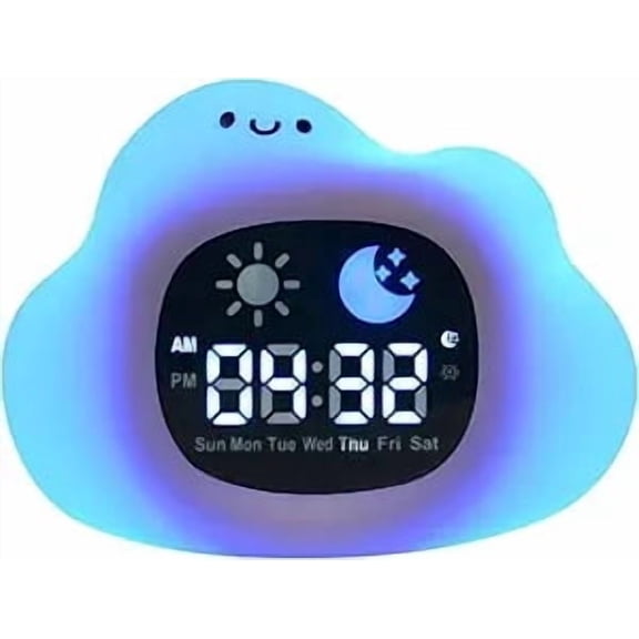 Cute Cloud Alarm Clock Night Light - USB Rechargeable Sleep Trainer with 6 Music Modes, Children's and Adult Color Changing Lights, Bedroom Desktop Decoration