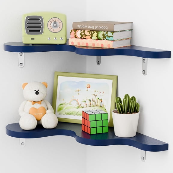 Cute Cloud Corner Wall Shelf, Wavy Floating Shelves for , Bedroom, Living Room, Bathroom & Decor, Navy Blue