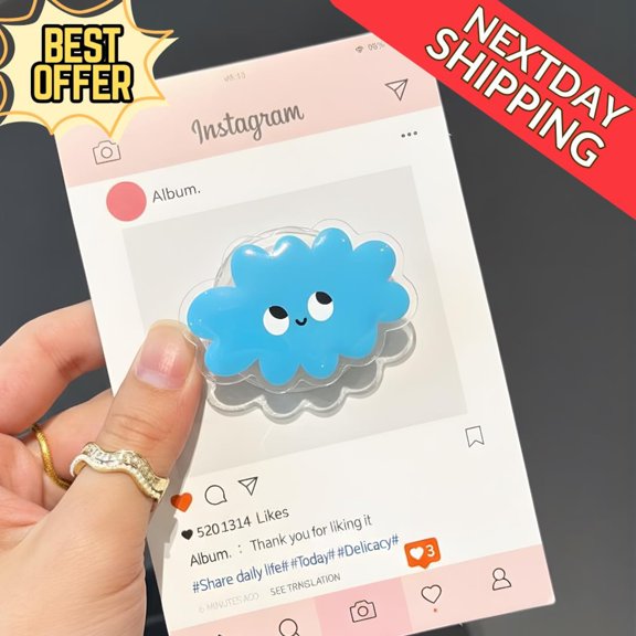 Cute Cloud Magnetic Phone Grip  Kawaii Blue Cloud, Playful Phone Stand, Fun & Adorable Accessory for Teens and Cloud Lovers