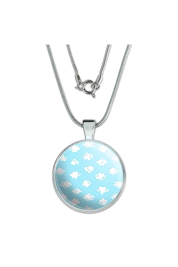Cute Cloud Pattern 1" Pendant with Sterling Silver Plated Chain
