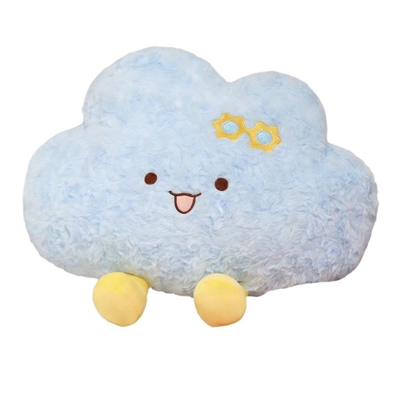 Cute Cloud Plush Toy, Soft Stuffed Animal with Yellow Glasses & Feet, Girls Boys Bedroom Decor, Playtime, Pillow