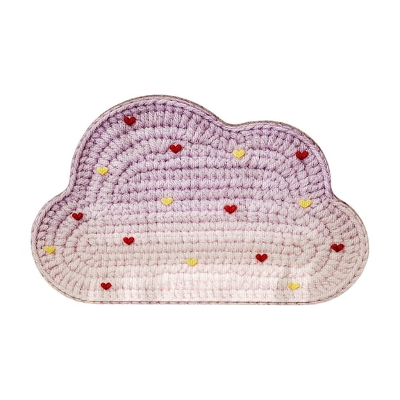Cute Cloud Shaped Bath Mat, Faux Woven Super Absorbent Soft Non Slip Bathroom Rugs for Shower Entryway Bedroom and More, Machine Washable