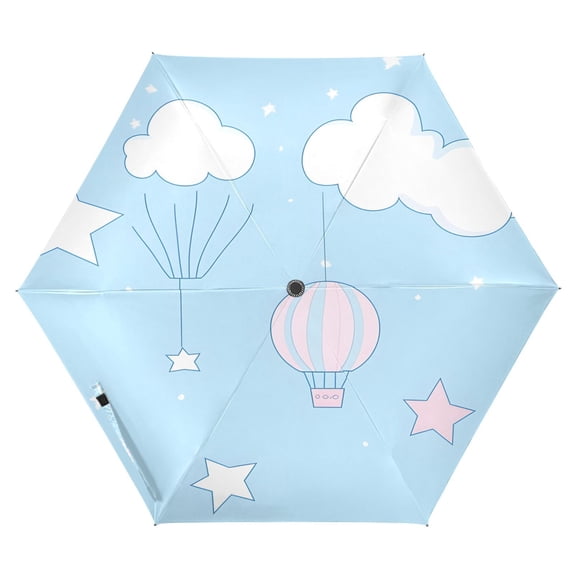 Cute Cloud and Sky Folding Umbrella UV50+ Waterproof Sun Protection Auto Open Close Compact Fiberglass Frame