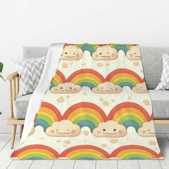 Cute Clouds Lightweight Plush Fuzzy Cozy Soft Blankets 80"X60"