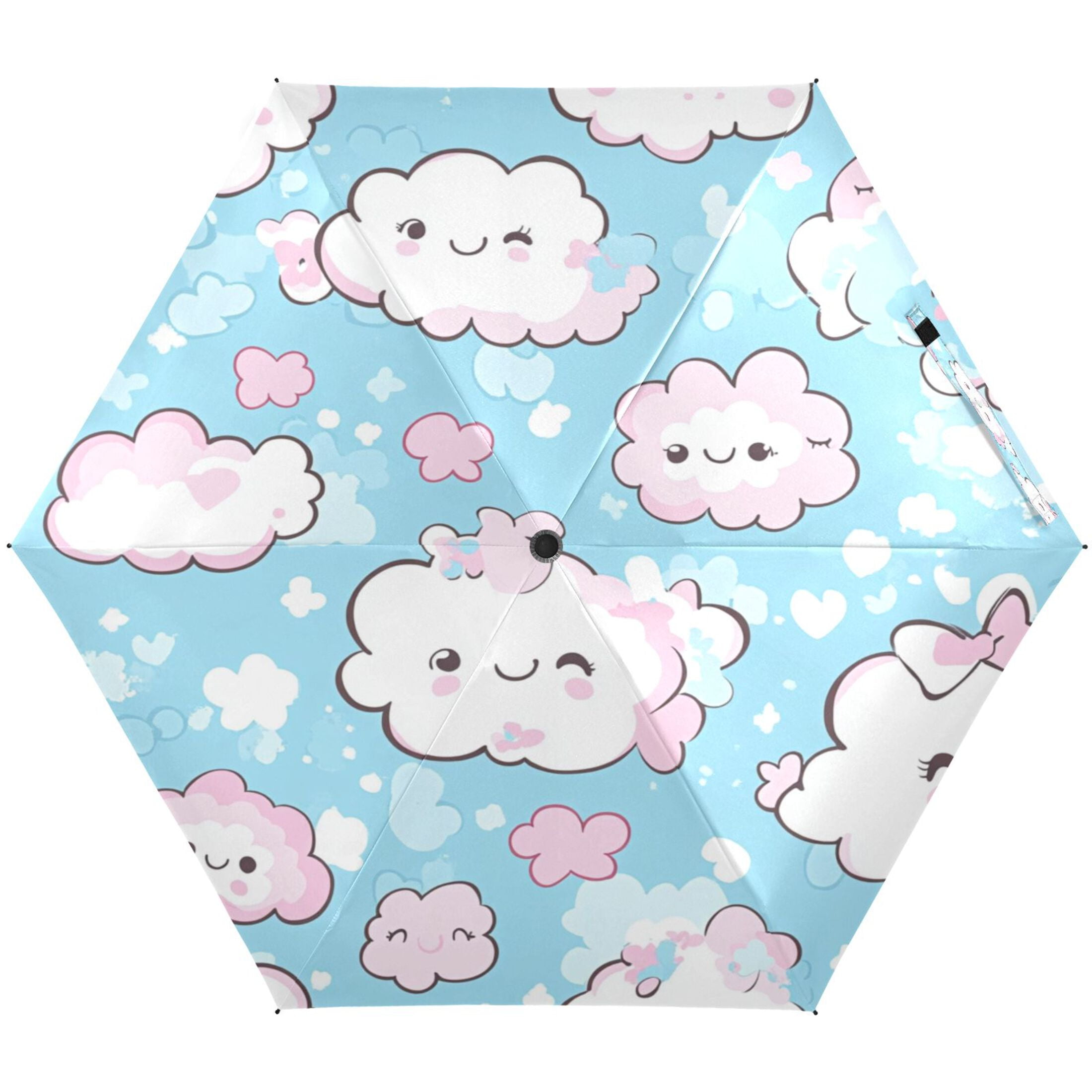Cute Clouds Pattern Umbrellas for Sun Auto Open Close UV50+ Waterproof ...