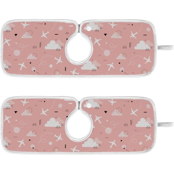 Cute Clouds Planes 2PCS Faucet Absorbent Mat Kitchen Faucet Sink Splash Guard Microfiber Cloth Faucet Splash Catcher Water Absorbent Mat Behind Faucet, Faucet Mat for Kitchen Sink 30x5in