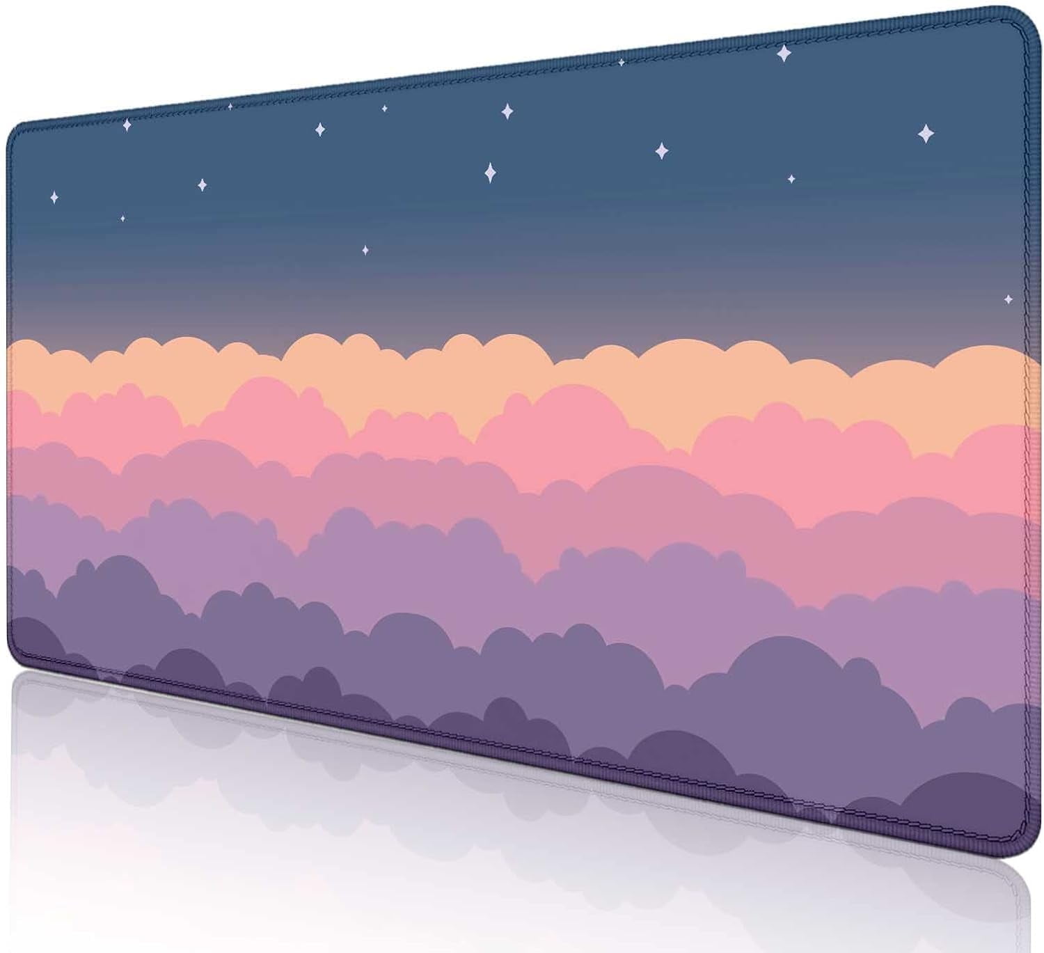 Cute Clouds Purple Desk Mat, Kawaii Large Gaming Mouse Pad, Gift for Gamer Girls, Beautiful Full Desk Mouse Pad, Extended Mouse Pad, XXL Mousepad- 35.4 x 15.7 Inch