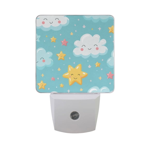 Cute Clouds Stars Cartoon LED Night Light with Smart Sensor Plug Into Wall Dusk to Dawn 2 packs