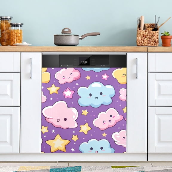 Cute Clouds Stars Dishwasher Magnet Refrigerator Magnetic Cover Washing Machine Magnet Sticker Kitchen Decor