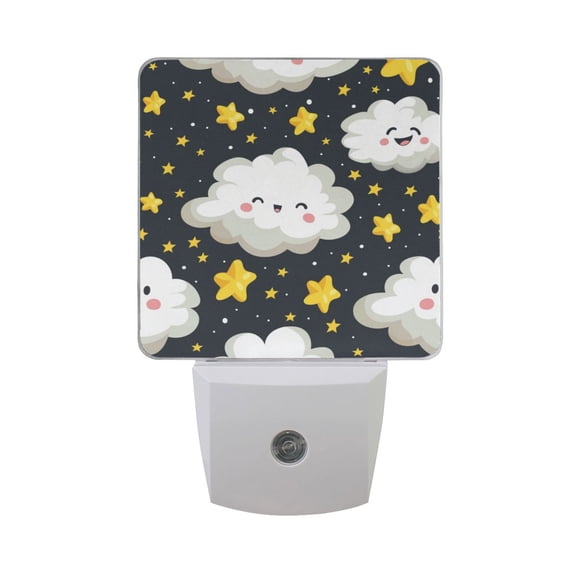 Cute Clouds Stars in Night LED Night Light with Smart Sensor Plug Into Wall Dusk to Dawn 2 packs
