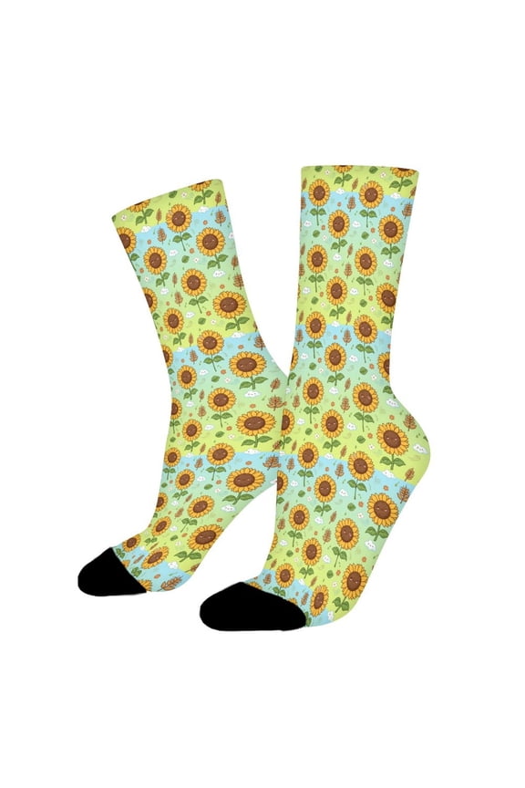 Cute Clouds Sunflower Funny Novelty Crew Socks for Women Men Sports