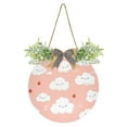 thumbnail image 1 of Cute Clouds on Pink Front Door Porch Decoration Hanging Sign with Artificial Green Plants and Bow for Home Outdoor Indoor, 1 of 7