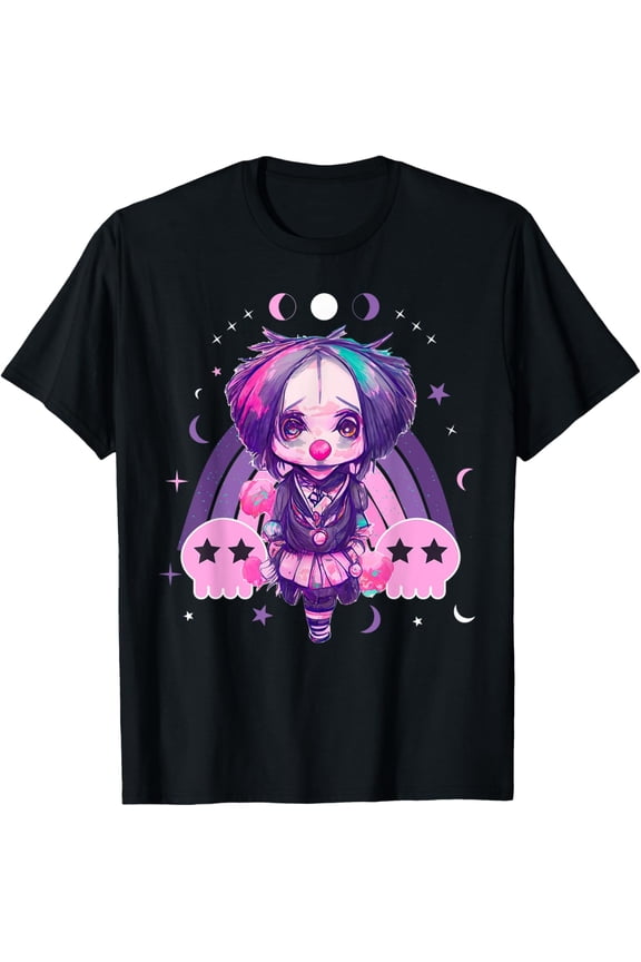 Cute Clown Chibi Moon Phase Pastel Gothic T Shirt