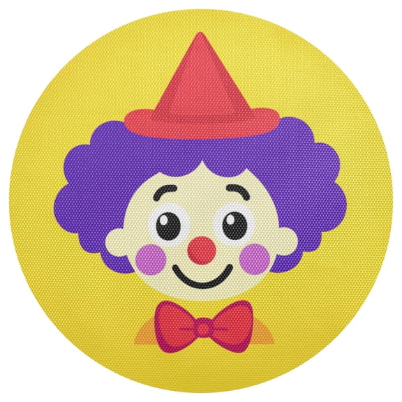 Cute Clown Face April Fools Day PVC Round Grid Placemat Table Mat 1 Pc 15.4" x 15.4"