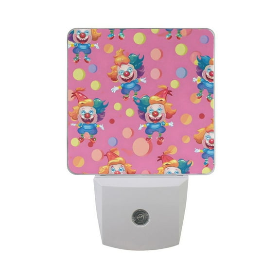 Cute Clown and Polka Dots Night Light 2 Pack LED Nightlight Plug into Wall Dusk to Dawn Sensor Soft White
