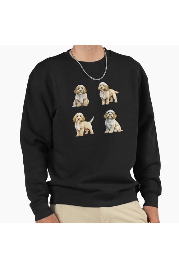 Cute Cockapoo Dogs Christmas Holiday Graphic Unisex Sweatshirt Retro Vintage Art G24937, Up to Size 5XL