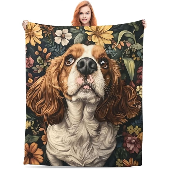Cute Cocker Spaniel Dog Blanket Gifts for Women Adults, Warm Lightweight Soft Plush Cocker Spaniel Dog Throw Blankets for Living Room Bed Sofa Home Decor 50x60
