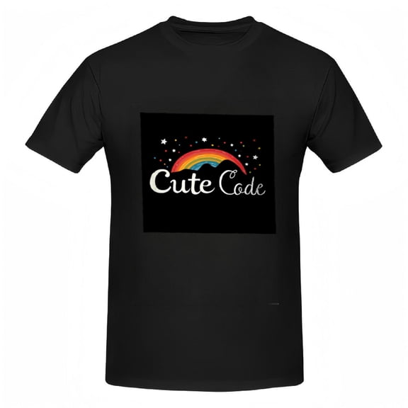 Cute Code Women's Cotton Short Sleeve T-Shirt - Playful Rainbow & Stars Design Cheerful Cursive Print Tee Top