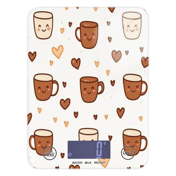 Cute Coffee Cup Pattern Food Scale Digital Kitchen Scale Waterproof Grams Ounces lbs for For Baking and Cooking