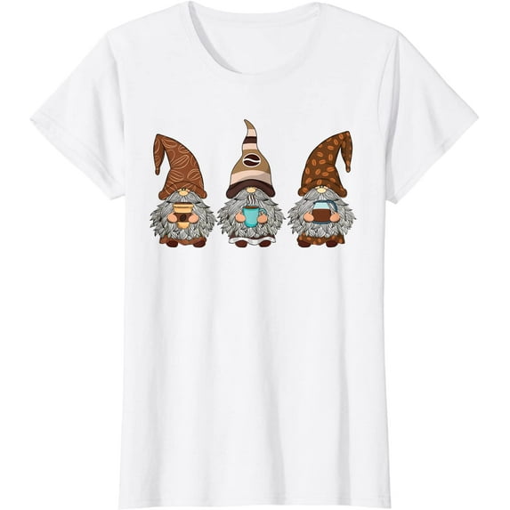 Cute Coffee Gnomes Cafe Lovers Caffeine Funny Gift Casual T-Shirt
