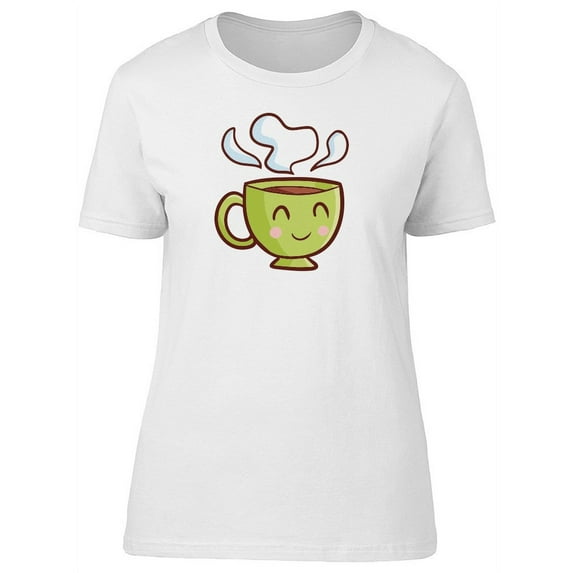 Cute Coffee Happy Green Cup T-Shirt Women -Image by Shutterstock, Female x-Large