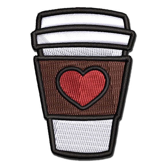 Cute Coffee Lover Traveling Mug Cup Tea Hot Chocolate Applique Multi-Color Embroidered Iron-On Patch - 2.0 Inch Mini