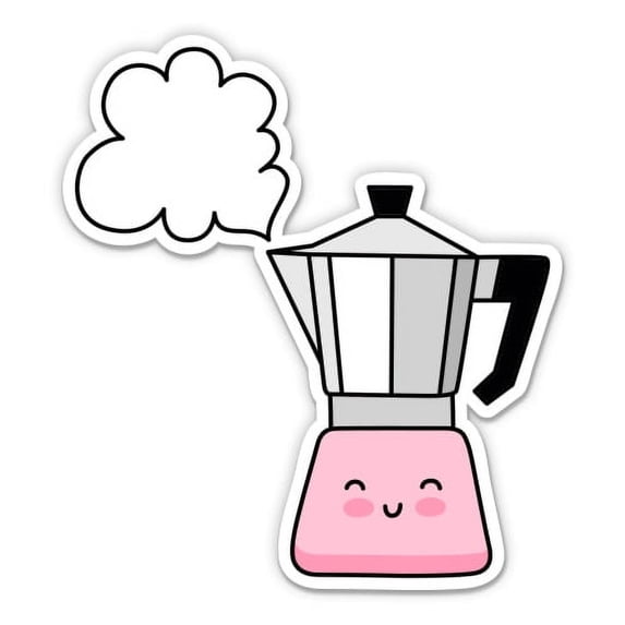 Cute Coffee Moka Pot - 7" Vinyl Sticker - For Car Laptop I-Pad - Waterproof Decal