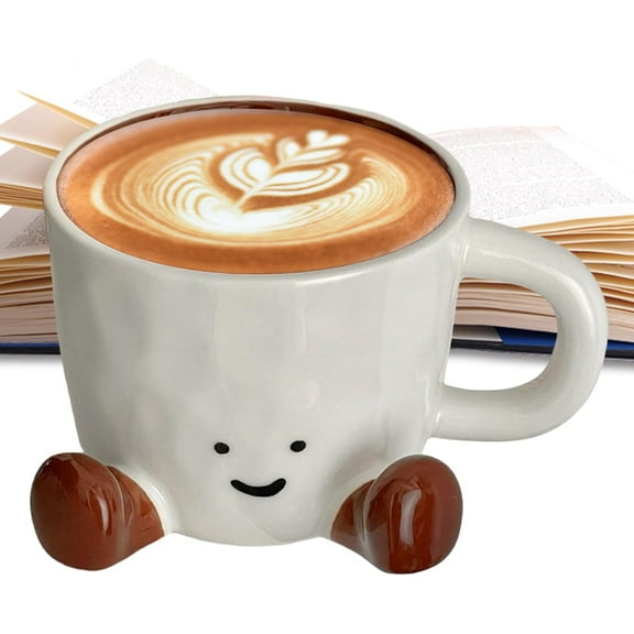 Cute Coffee Mug, Novelty Ceramic Coffee Mug With Feet, Hand Kneaded Cute Expression Tea Cup, Aesthetic Tableware Decoration, Also Used For Flower Pot, Pen Holder(brown)(XX)
