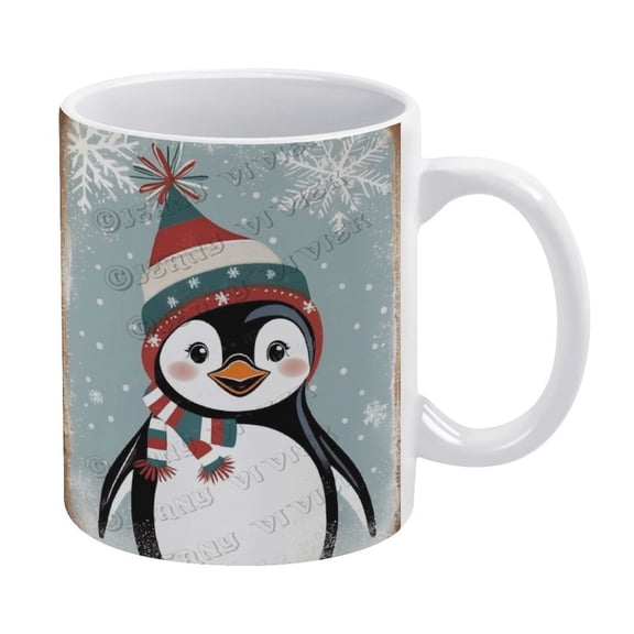 Cute Coffee Mugs - Penguin Mug - 330 ml / 11 oz White Ceramic Cup