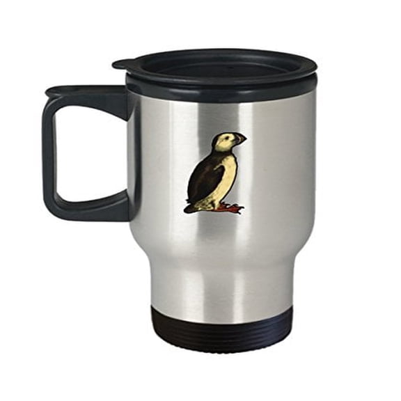 Cute Puffin Coffee Travel Mug - 14 oz Stainless Steel Bird Lover Gift