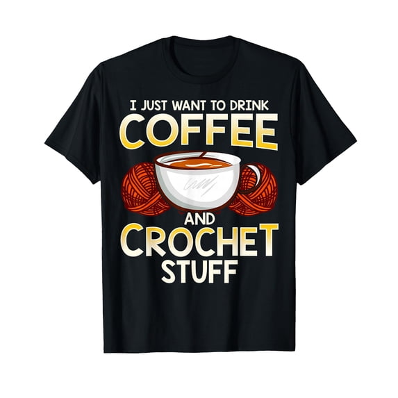 Cute Coffee and Yarn Graphic T-Shirt for Crochet and Knitting Lovers
