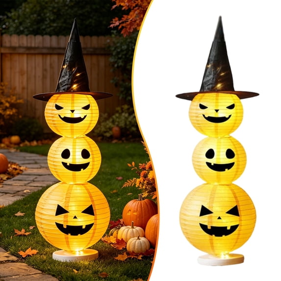 Cute Collapsible Lighted Halloween Decorations Outdoor,Halloween Pumpkin Decorations, Light Up Pumpkin with Pre-lit LEDs, for Porch Yard Lawn Patio