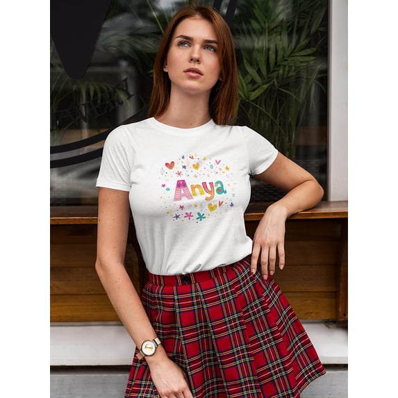 Cute Colorful Anya Feminine Name T-Shirt Women -Image by Shutterstock, Female Small