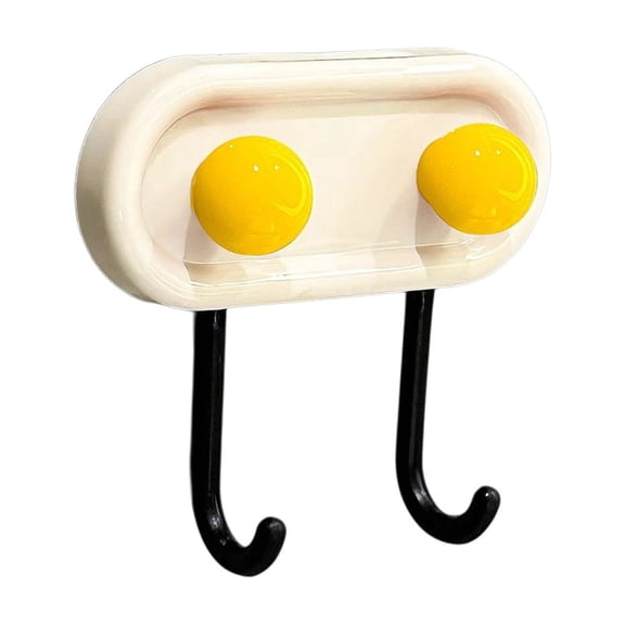 Cute Colorful Ball Adhesive Wall Hooks - No Drill Hook Decorative Organizer for Bathroom, Kitchen and Entryway, Milky White Plastic Rack Damage-Free Wall Mount for Keys, Masks and Towels