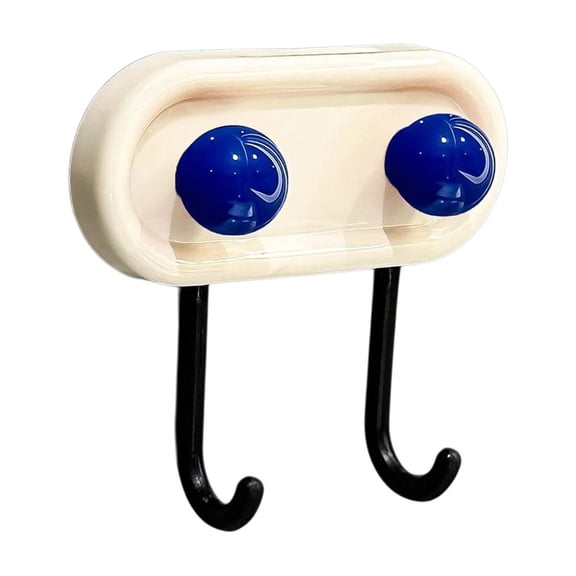 Cute Colorful Ball Adhesive Wall Hooks - No Drill Hook Decorative Organizer for Bathroom, Kitchen and Entryway, Milky White Plastic Rack Damage-Free Wall Mount for Keys, Masks and Towels
