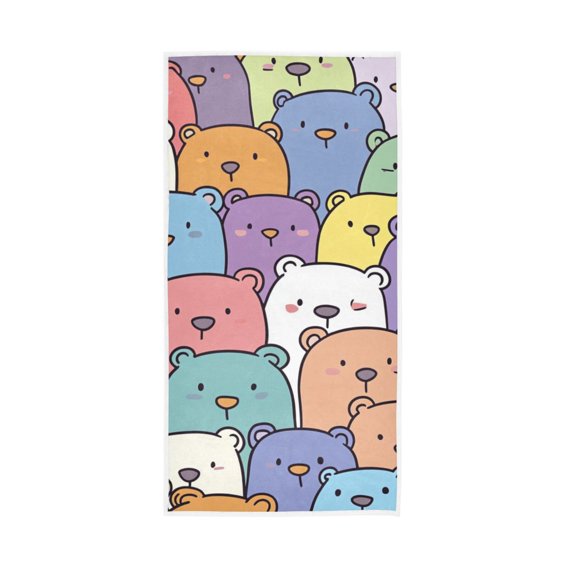 Cute Colorful Bears Face Towel Absorbent Hand Towels Bath Sport Gym