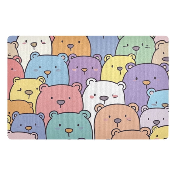 Cute Colorful Bears Floor Door Mat Outdoor Indoor for Home Entrance Welcome Mats 32"x20"