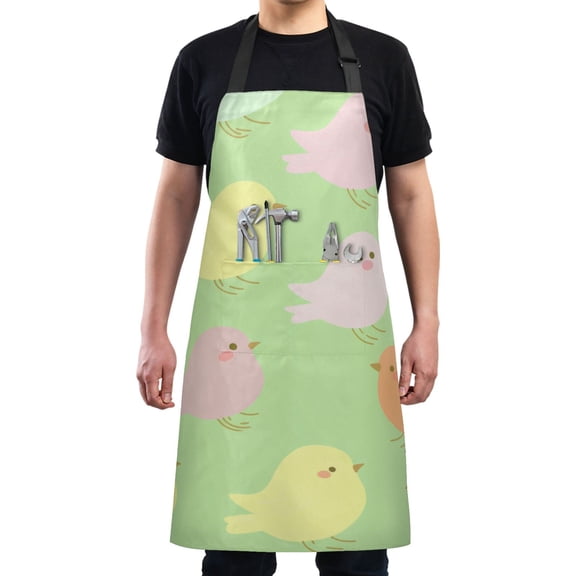 Cute Colorful Birds Chef Kitchen Apron with Pockets for Women Waterproof Aprons for Cooking Baking