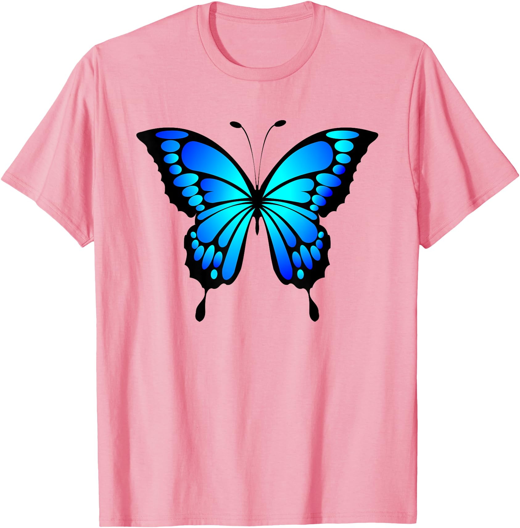 Cute Colorful Blue Butterfly Softstyle Unisex T-Shirt,Light Pink Color ...
