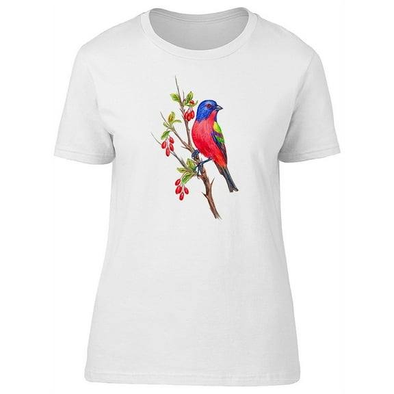 Cute Colorful Bunting Bird T-Shirt Women -Image by Shutterstock, Female XX-Large