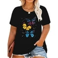 thumbnail image 1 of Cute Colorful Butterfly T-Shirt Women Short Sleeve Floral Graphic Nature Tops, 1 of 3