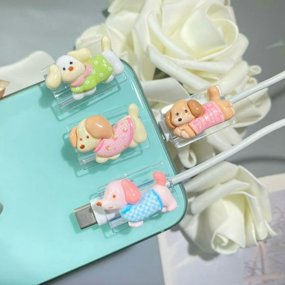 Cute Colorful Cable Protector for iPhone Type-c Charger, 4pcs Set USB Cable Protector for Women Girls, Charging Cord Protector