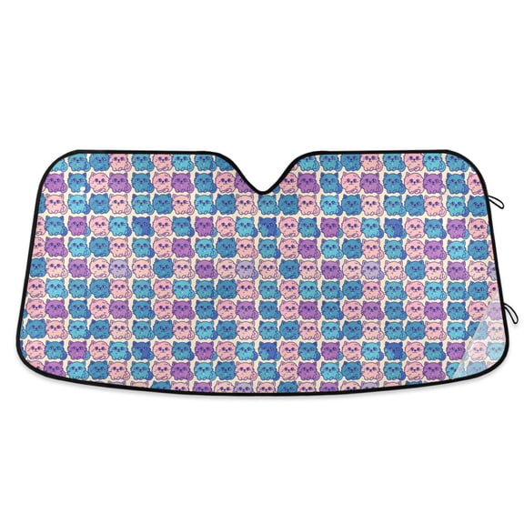 Cute Colorful Cat Car Windshield Sun Shade Foldable Car Front Window Visor Heat and UV Protection 53x23.5