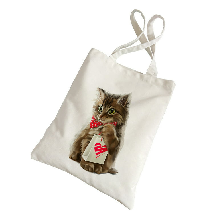 Canvas Bags Handbag for Women Shopper Cute Cat Tote Bag with
