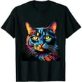 thumbnail image 1 of Cute Colorful Cat Head Art Face for Lover Cats Kitty Kitten T-shirt, 1 of 5