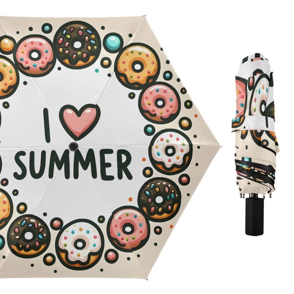 Cute Colorful Donuts Compact Sun Umbrella Windproof Travel Umbrellas for Rain Strong Portable UV Protection