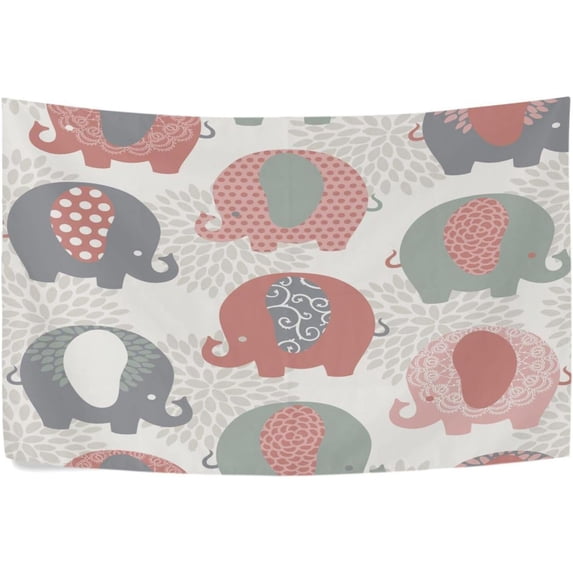 Cute Colorful Elephants Tapestry Wall Hanging Tapestries Happy Colorful Hippie Psychedelic Art Polyester Carpet Wall Decorative for Living Room Bedroom 60x51inch