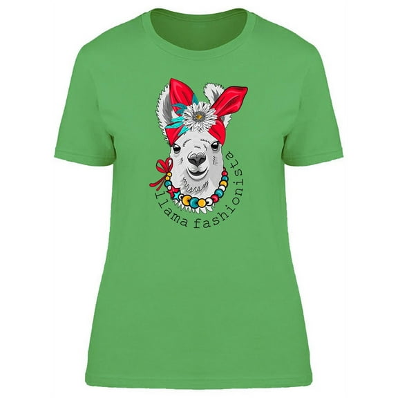 Cute Colorful Fashionista Llama T-Shirt Women -Image by Shutterstock, Female Medium