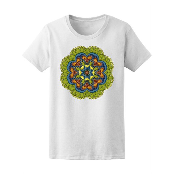 Cute & Colorful Floral Mandala T-Shirt Women -Image by Shutterstock, Female Small