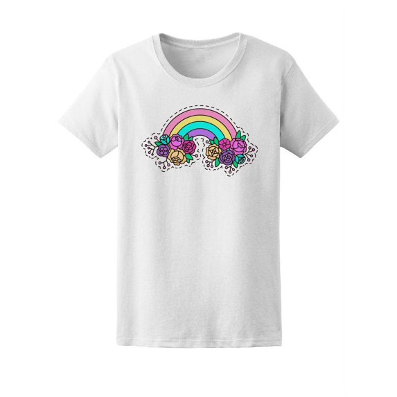 Cute Colorful Floral Rainbow T-Shirt Women -Image by Shutterstock, Female Large